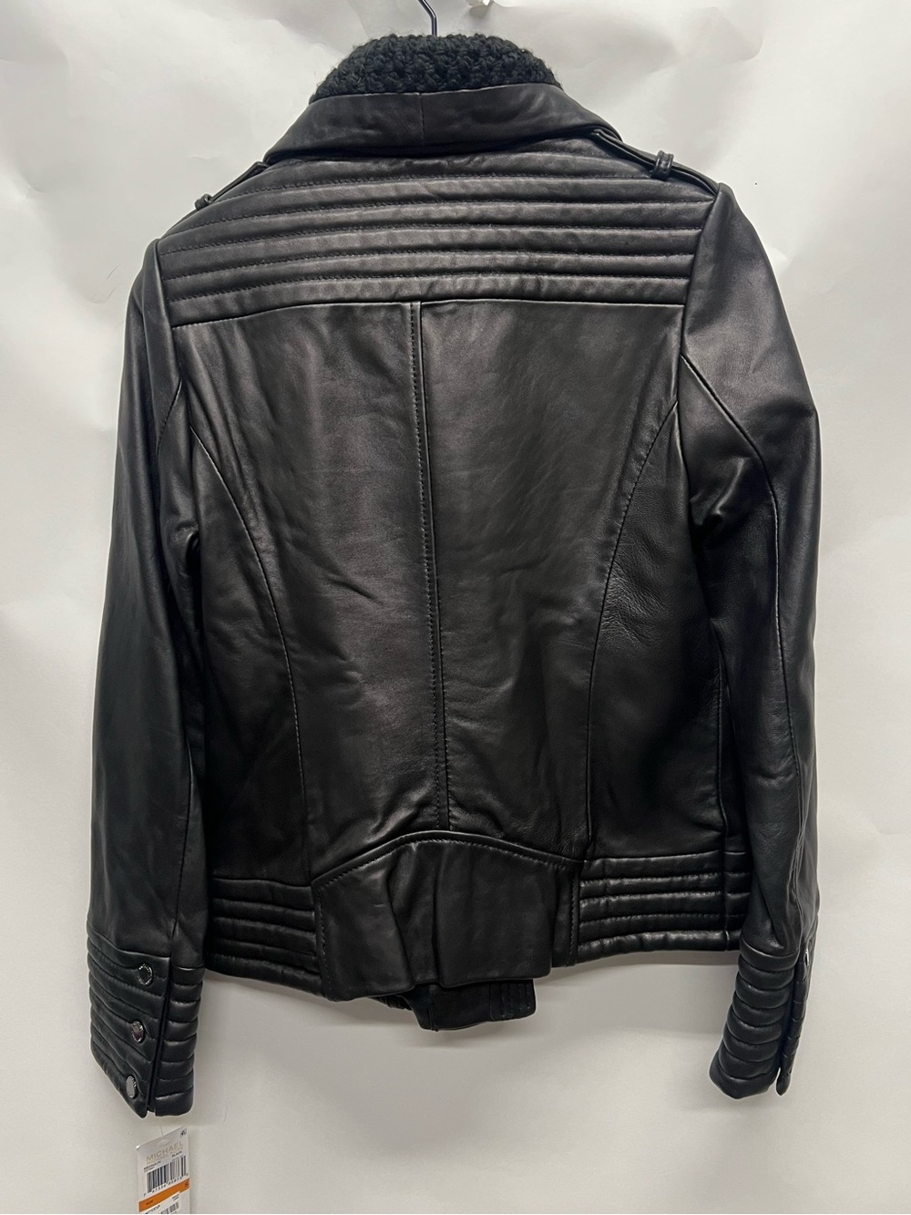 Michael Kors Black Leather Asymmetrical Zip Moto Jacket Size S - Picture 11 of 12
